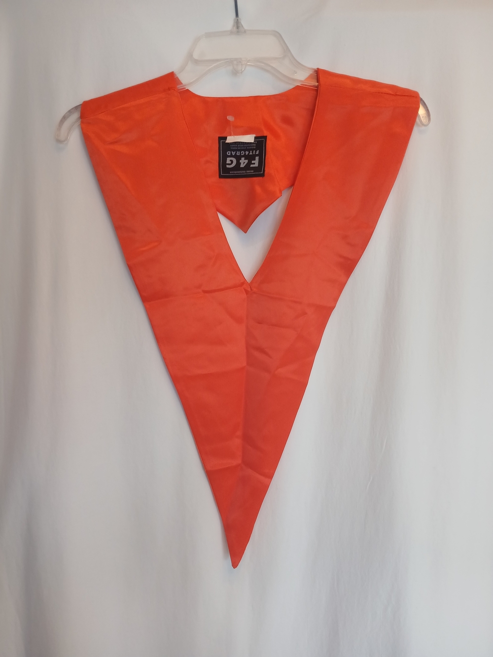 New! FIT4GRAD Orange Satin Triangle Graduation Stole OS Unisex NWOT